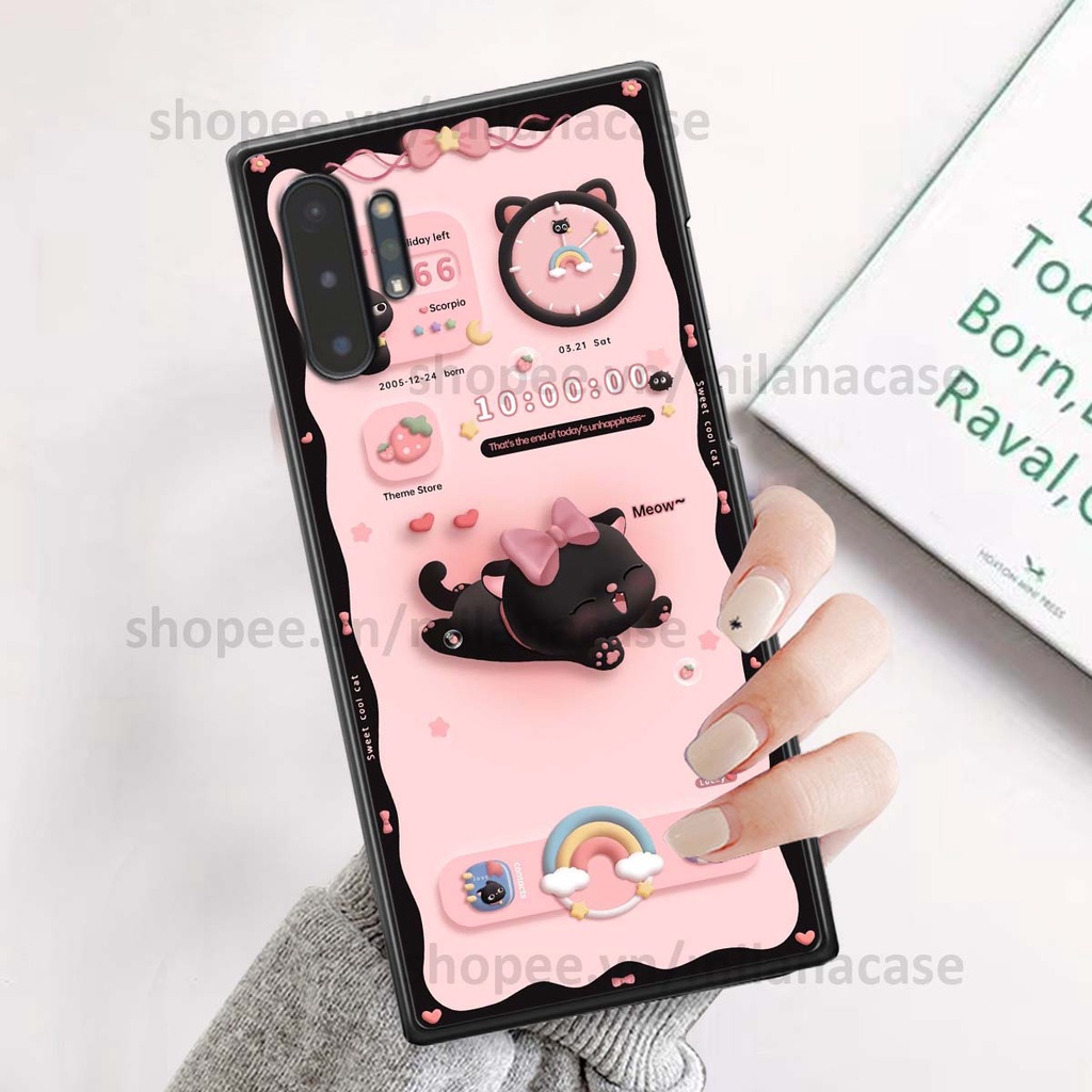 Ốp Samsung Note 10 / Note 10 Plus / Note 10+ hình đồng hồ icon gấu mèo cute cực dễ thương ngộ nghĩnh