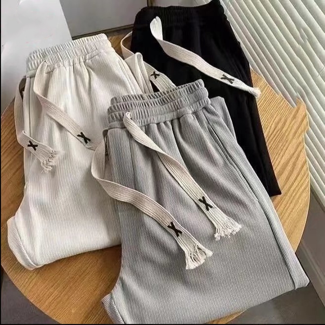 Mới Quần ống rộng Màu Trơn Phong Cách Hàn Quốc Dành Cho Cả Nam Và Nữ