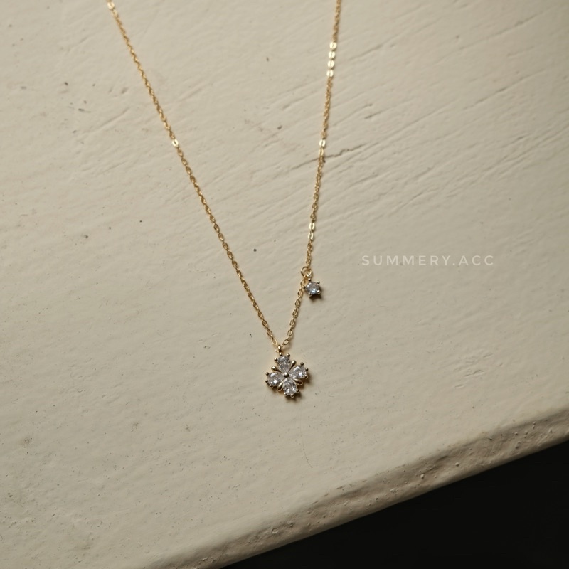 Vòng cổ bạc 925 SUMMERY hoa tuyết đính đá dây chuyền S925 mạ vàng