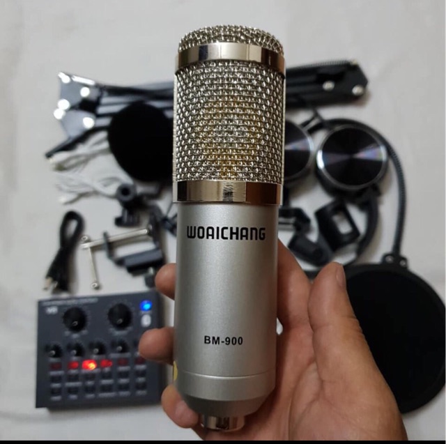 COMBO MIC THU ÂM BM900 + SOUND CARD V8