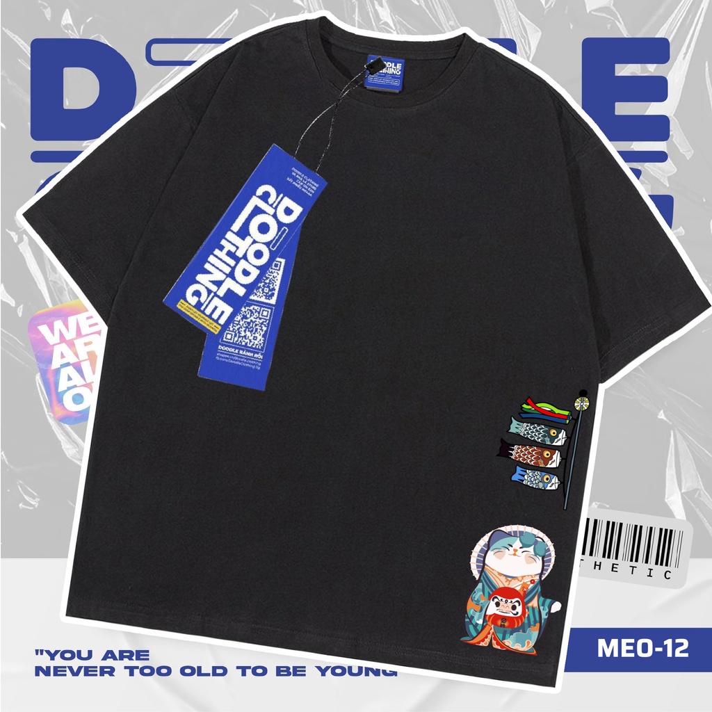 Áo thun nam nữ tay lỡ unisex oversize áo phông form rộng basic tee hình các bé mèo siêu cute
