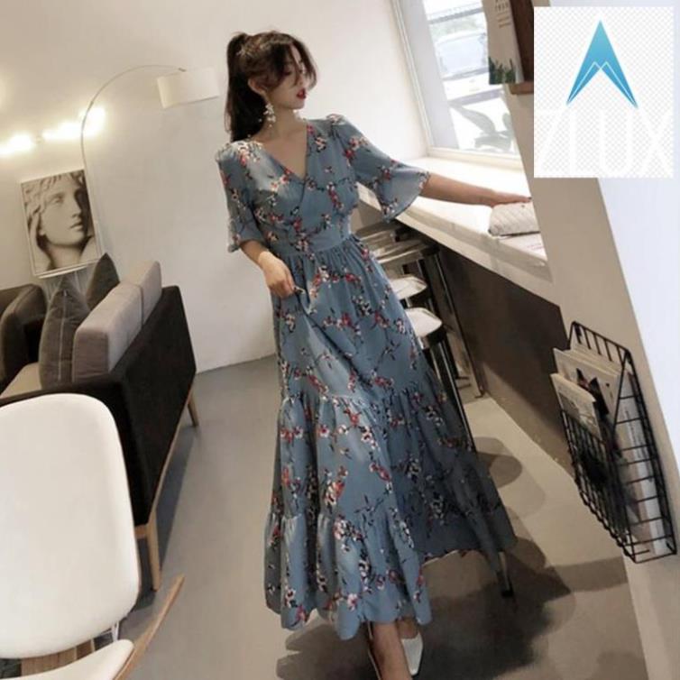 Váy maxi hoa nhí bigsize ngoại cỡ cho người béo 50kg-90kg 250919 (Hàng oder chuẩn hình 100%) .
