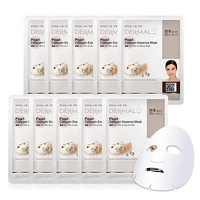 Combo 10 Mặt nạ tinh chất ngọc trai Dermal Pearl Collagen Essence Mask 23g