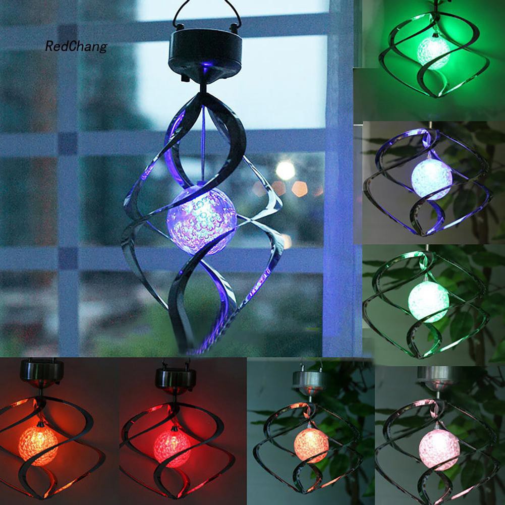 Đèn treo nhiều màu trang trí sân vườn,quán cà phê xoay trong gió năng lượng mặt trời solar wind chime light