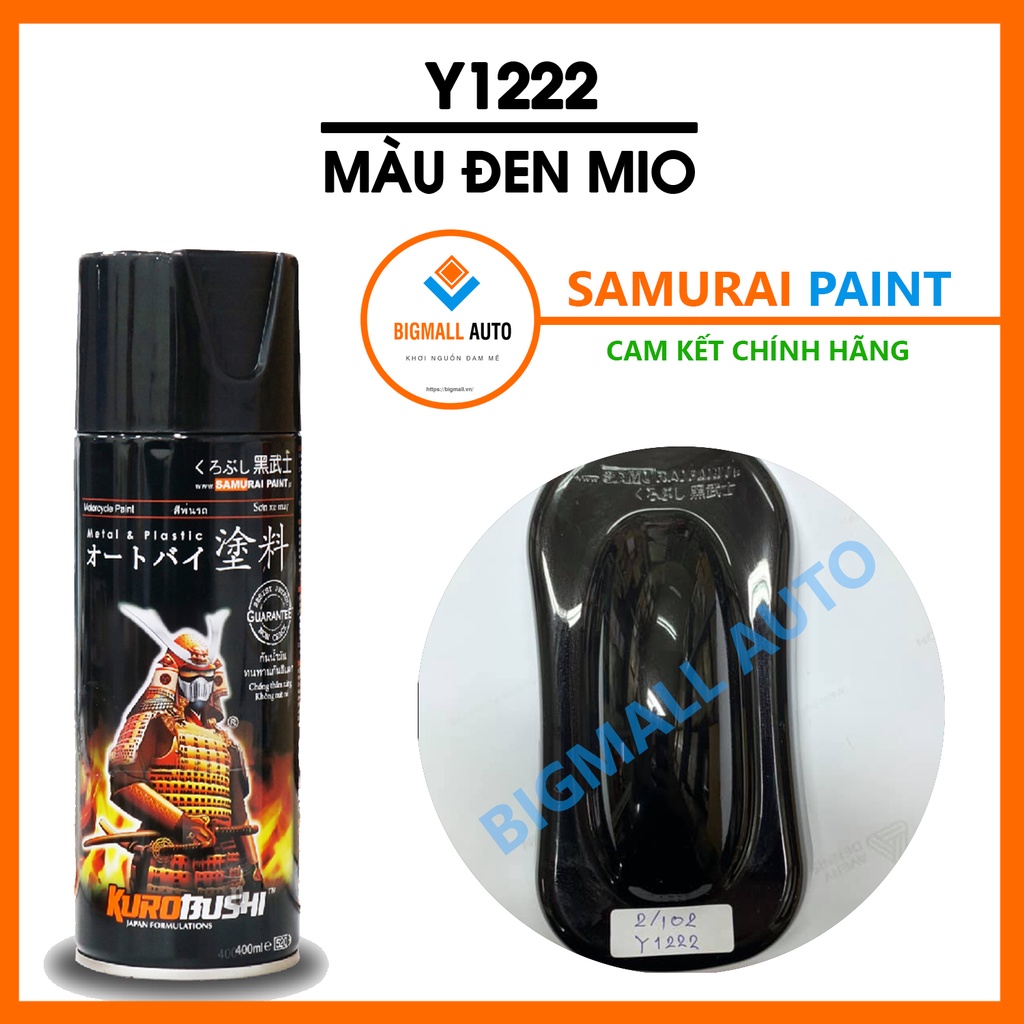Sơn Samurai màu đen Mio Y1222 - chai sơn xịt cao cấp dành cho sơn xe máy , ô tô , đồ dùng, dụng cụ