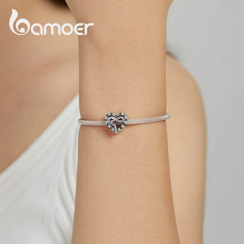 Mặt trang sức BAMOER bằng 100% bạc 925 đính đá zircon đầy màu sắc làm vòng đeo tay/ trang sức thủ công DIY