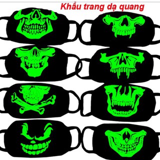 Khẩu Trang Dạ Quang-Khẩu Trang Alan Walker -Khẩu Trang Hoạ Tiết Đầu Lâu Phát Sáng Trong Đêm