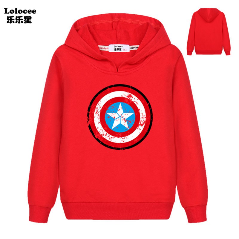 MARVEL Áo Hoodie Họa Tiết Khiên Captain America Dành Cho Bé Trai 3-14 Tuổi