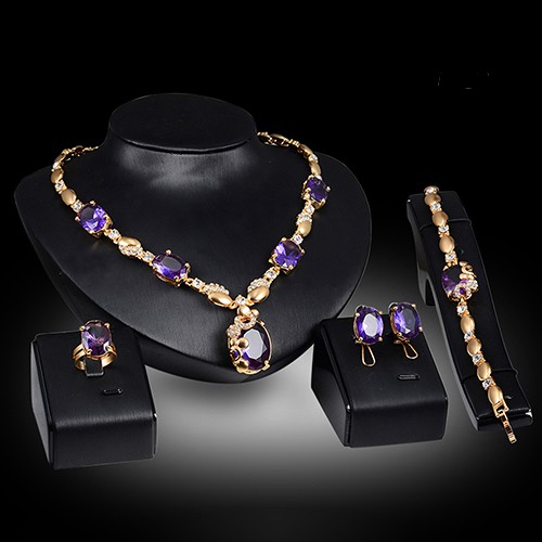 (Hàng Mới Về) Bộ Trang Sức Đính Đá Zircon Hình Giọt Nước Cổ Điển Thời Trang