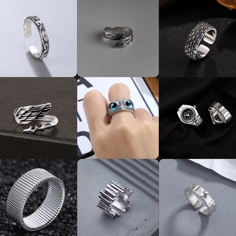 Nhẫn Nam Bạc Đính Đá Đẹp Cá Tính Unisex HipHop Basic Ngầu Trơn Nam Ring Lucifer Store Nhẫn Titan Không Gỉ - Tổng Hợp