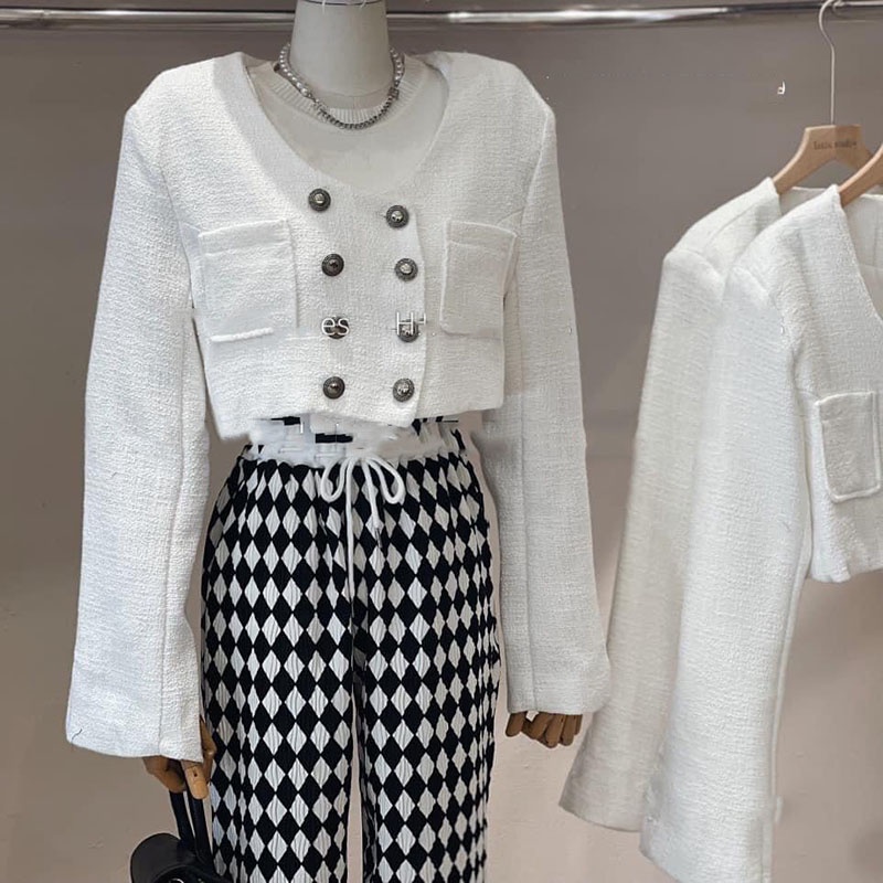 Áo Khoác Dạ Tweed Dáng Lửng Hàng Quảng Châu AP2014