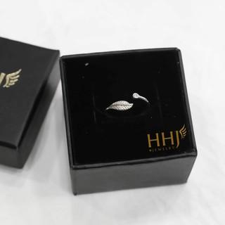 Nhẫn lá hạt đá ngón út - HHJ - Bạc S95