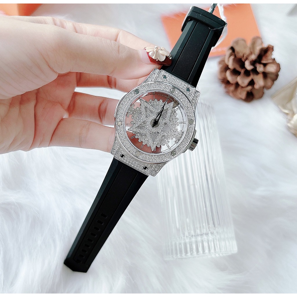 Set Đồng Hồ Nữ Davena 31669 38mm Silver Dây Silicon Chính Hãng Kèm Dây Da