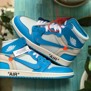 (FULL BOX) Giày thể thao AIR JORDAN 1 OFF WHITE trắng xanh