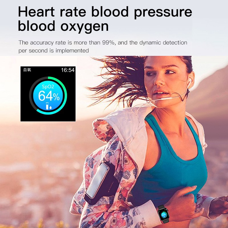 Đồng hồ thông minh Bluetooth mới theo dõi sức khỏe IP67 đo huyết áp nhịp tim thực cho Apple iOS Android Berjalan BSW93