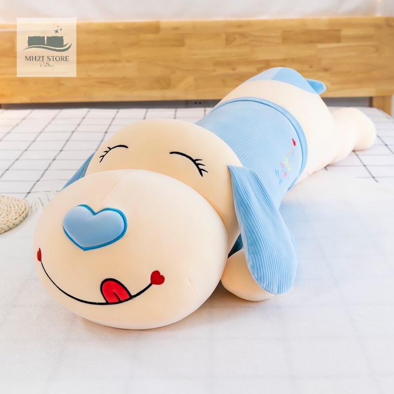 Gấu Bông Chó Nằm Mũi Tim, Thú Nhồi Bông Siêu Mềm Mịn Vải Nhung Cao Cấp Kích Thước 1m3 1m5 SHOP MH2T STORE