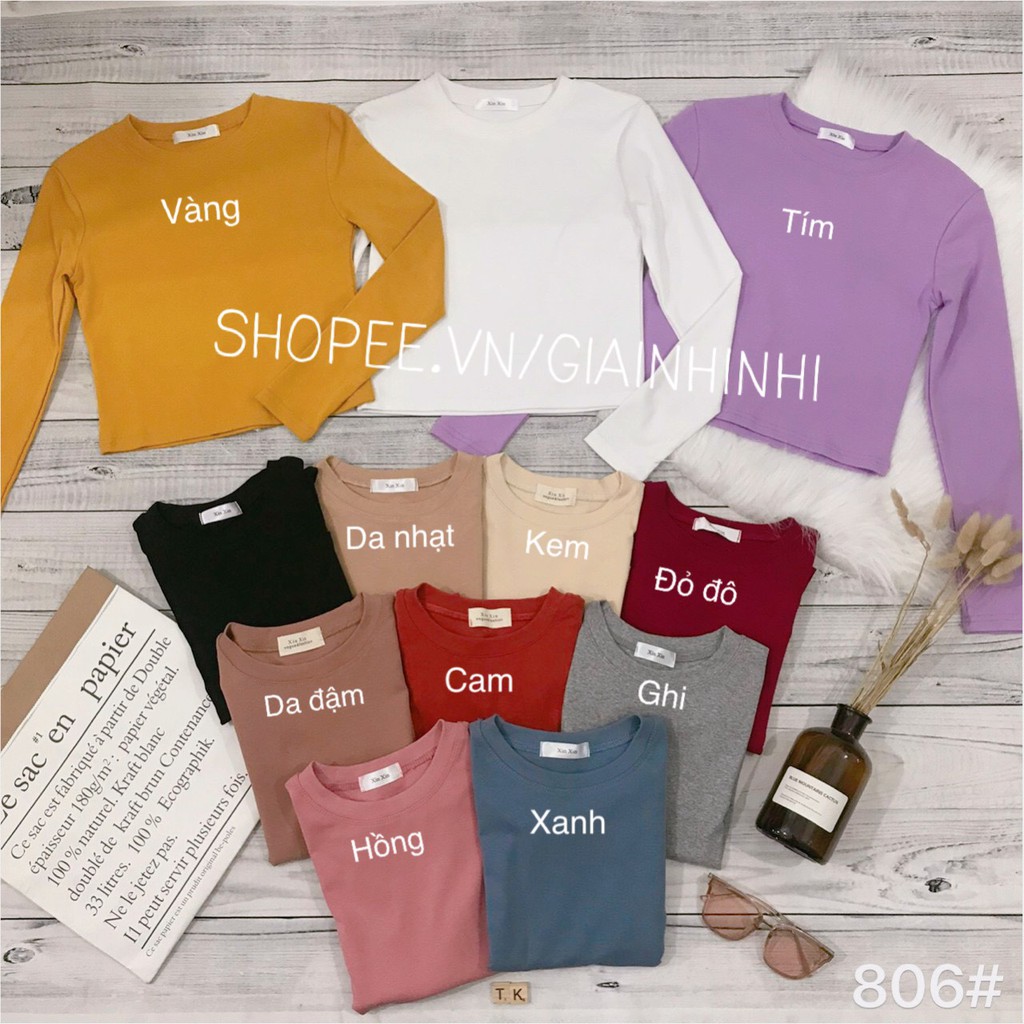 Áo thun xin xin dài tay, Áo crop trơn dài tay chất bo zip dãn mạnh XX806 - NhiNhi Shop