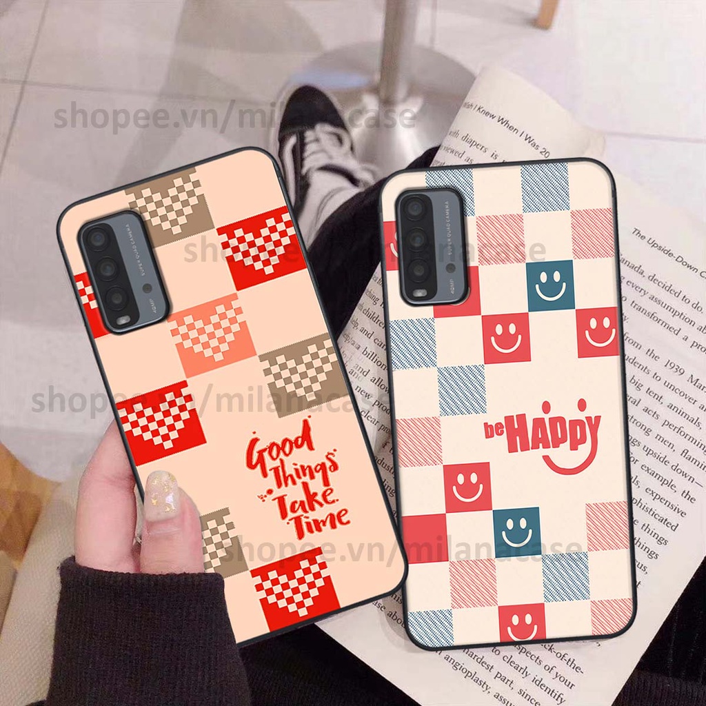 Ốp Xiaomi Redmi 9T caro họa tiết nhiều màu sắc siêu đẹp thời trang cá tính