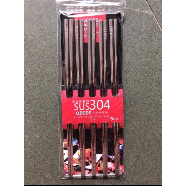 ( hàng loại 1) Đũa inox 304 cao cấp Hàn Quốc(Set 5 đôi)