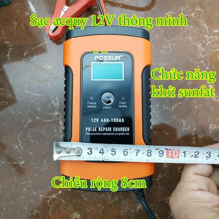 Sạc acquy 12v từ 4Ah-100Ah có chức năng phục hồi acquy bằng khử sunfat màu cam