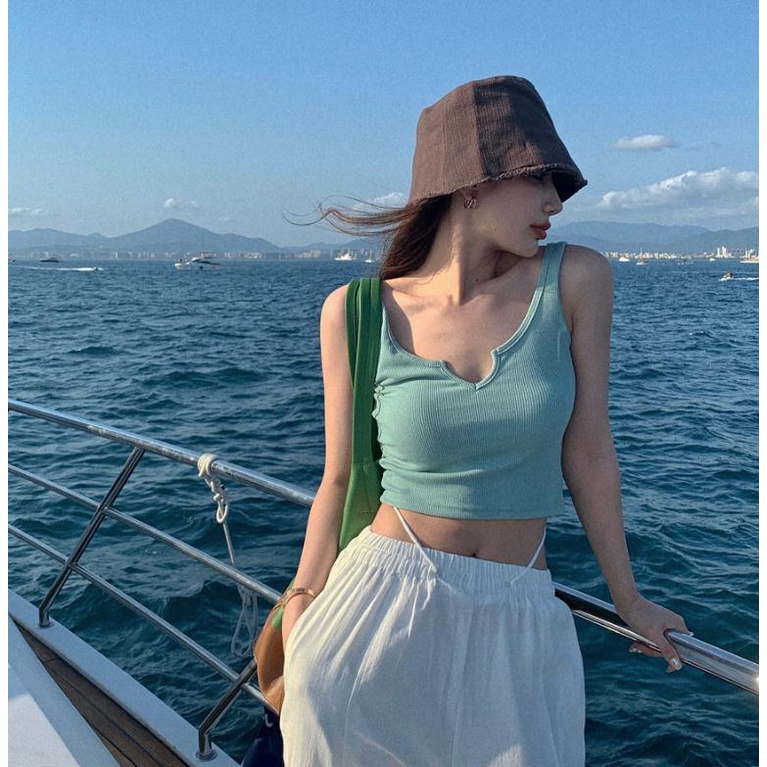 One Áo Hai Dây Croptop Có Mút Đệm Ngực Thời Trang