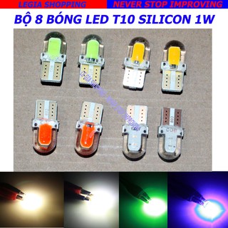 BỘ 8 BÓNG LED CHỐNG NƯỚC SILICON CHÂN T10 12V 1W