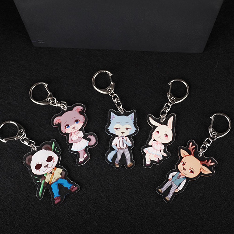 Móc chìa khóa nhựa acrylic họa tiết Anime Beastars Legosi Louis Gouhin