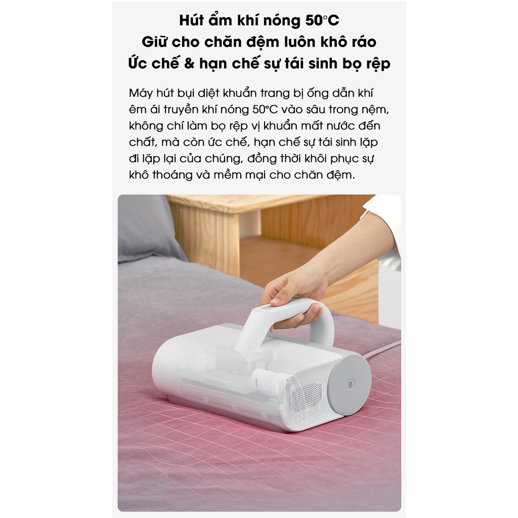 Máy hút bụi giường nệm xiaomi Mijia Dust mites vacuum cleaner lực hút lớn 12KPa- Máy hút bụi diệt khuẩn UV-MJCMY01DY