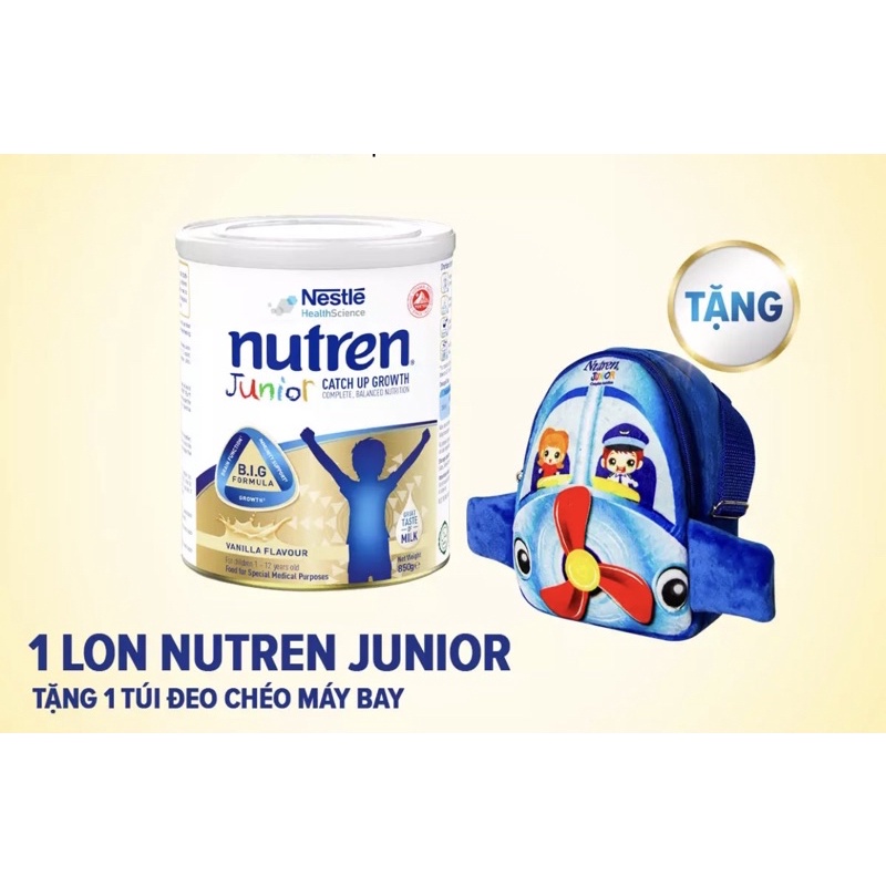 Sữa bột Nutren Junior 850g cho bé 1-12 tuổi - Balo đeo chéo máy bay