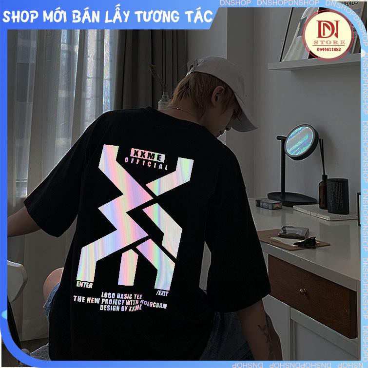 Áo thun phản quang 7 màu XX ME, tay lỡ phông nam nữ from rộng unisex ,basic chất cotton