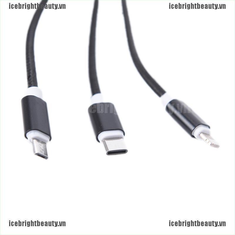 Dây Cáp Sạc Đồng Bộ Dữ Liệu Micro USB Loại C Đa Năng 3 Trong 1 Cho iPhone