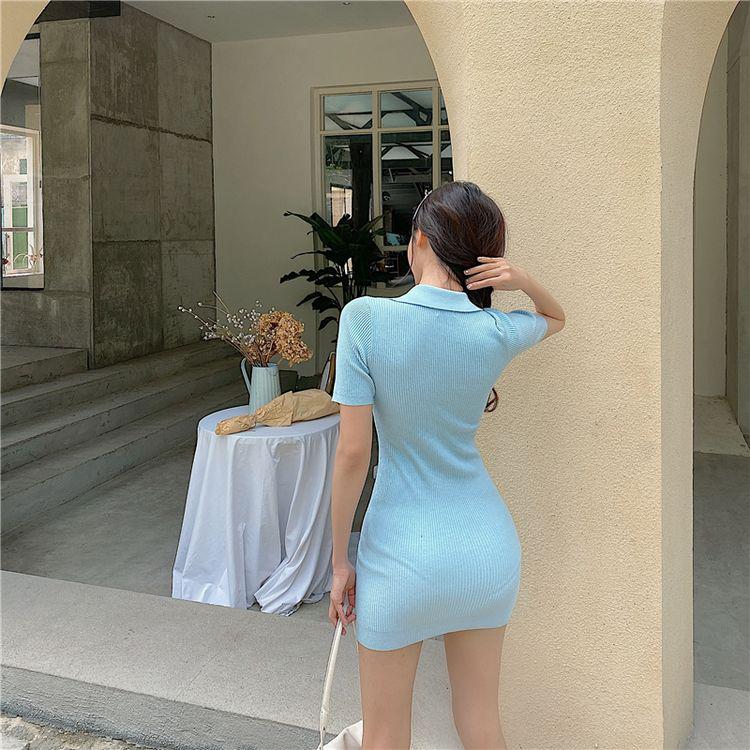 Đầm Body Dệt Kim Tay Ngắn Thời Trang Mùa Hè 2020 Cho Phái Nữ