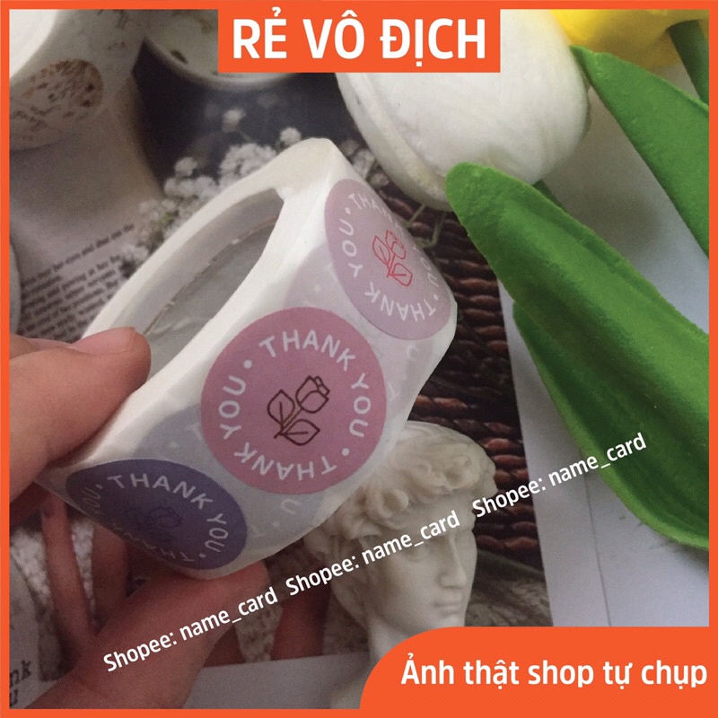 Tem dán thank you cảm ơn khách hàng, nhãn dán sticker, kích thước 2.5 cm