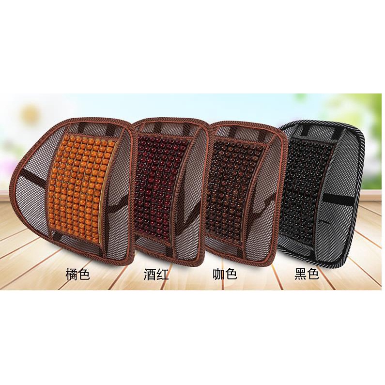 Tựa lưng hạt gỗ dáng cong cài ghế xe ô tô, ghế làm việc  giúp massage chống mỏi, giảm đau lưng LV Car