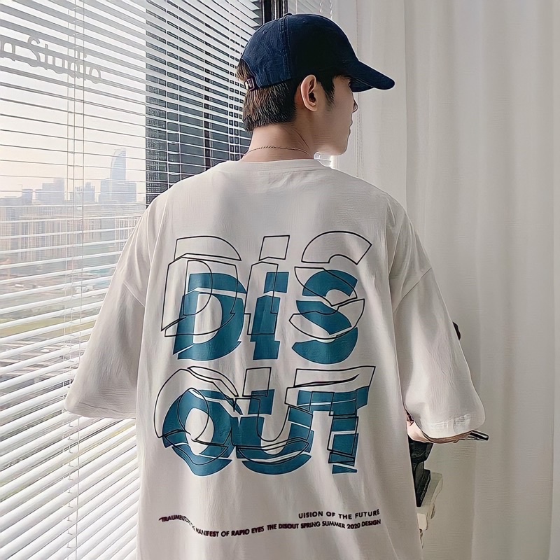 Áo Thun Tay Lỡ Unisex DISSOUT màu XÁM/TRẮNG 🧸 FREESHIP 🧸 Form Nam Nữ Unisex - Kiểu áo phông cổ tròn form rộng ❤️