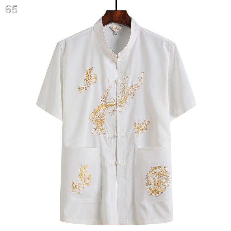 Bộ đồ Tang ngắn tay nam mùa hè rồng lớn trang phục dân tộc trung niên và cao tuổi Hanfu cha phù hợp với phong các