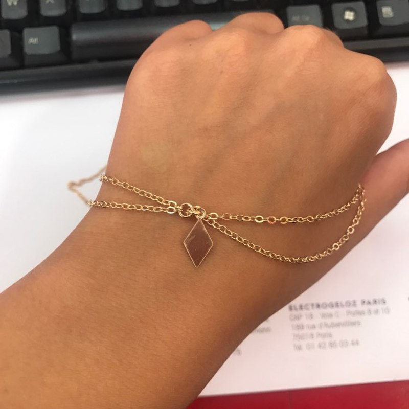 Lắc chân mạ màu vàng/ bạc mặt hình thoi dễ thương thời trang cho nữ