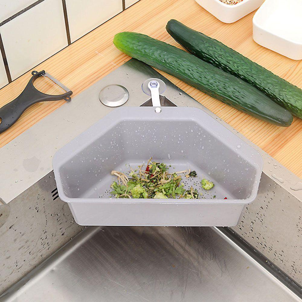 PISTA Rổ Nhựa Hình Tam Giác Có Giác Hút Gắn Bồn Rửa Tiện Lợi