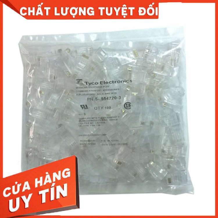 100 Hạt mạng Rj45 cat5 dùng bấm dây mạng cat 5, cat6