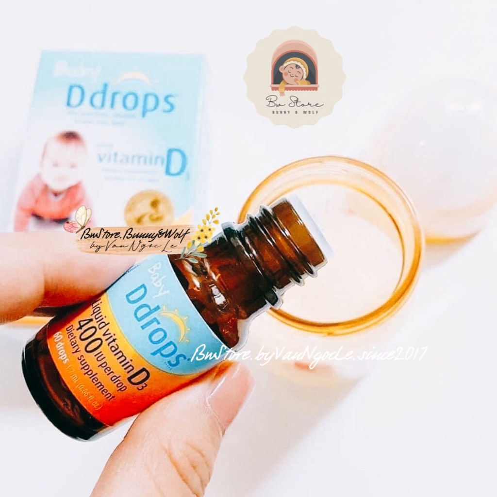 [Hàng Air - Cam kết chính hãng] Baby Ddrops Vitamin D3 400 IU Mỹ dạng giọt 60drops /90 drops - cho bé từ sơ sinh