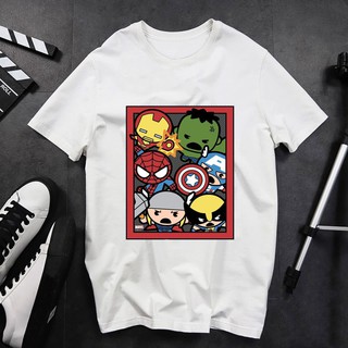 Áo thun unisex chibi các siêu anh hùng MARVEL vải mịn mát