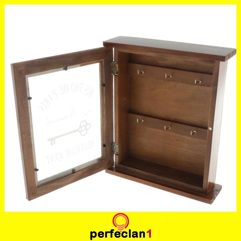 Tủ Đựng Chìa Khóa Bằng Gỗ Vintage Có Móc Treo Kích Thước 21x6x25cm. - Màu Nâu