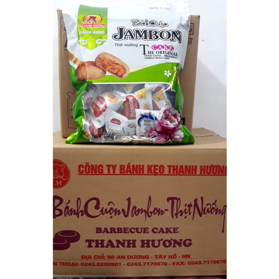 Thùng 10 Gói Bánh Cuộn Jambon Thịt Nướng Thanh Hương 400gr