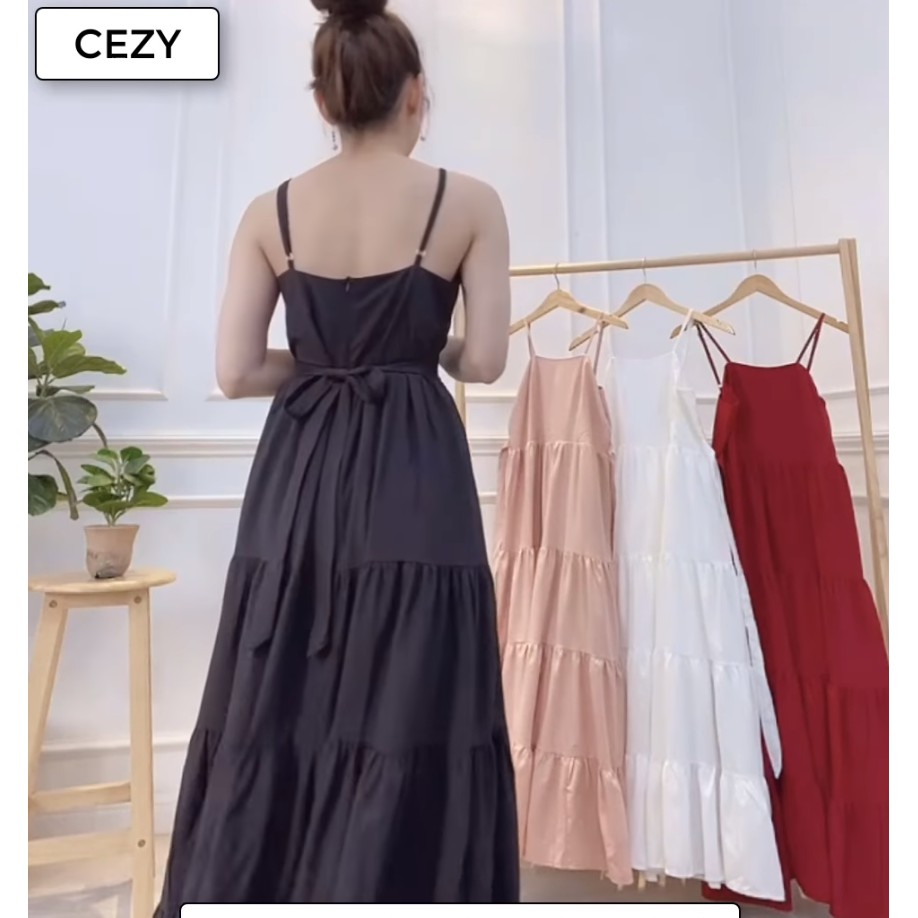 Đầm maxi 2 dây màu trơn có lót Cezy D33 | BigBuy360 - bigbuy360.vn