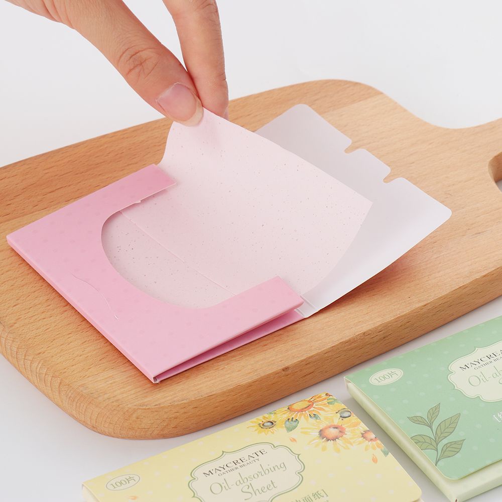 [Hàng mới về] Set 100 tờ giấy thấm dầu chiết xuất trà xanh hoa oải hương làm sạch da mặt