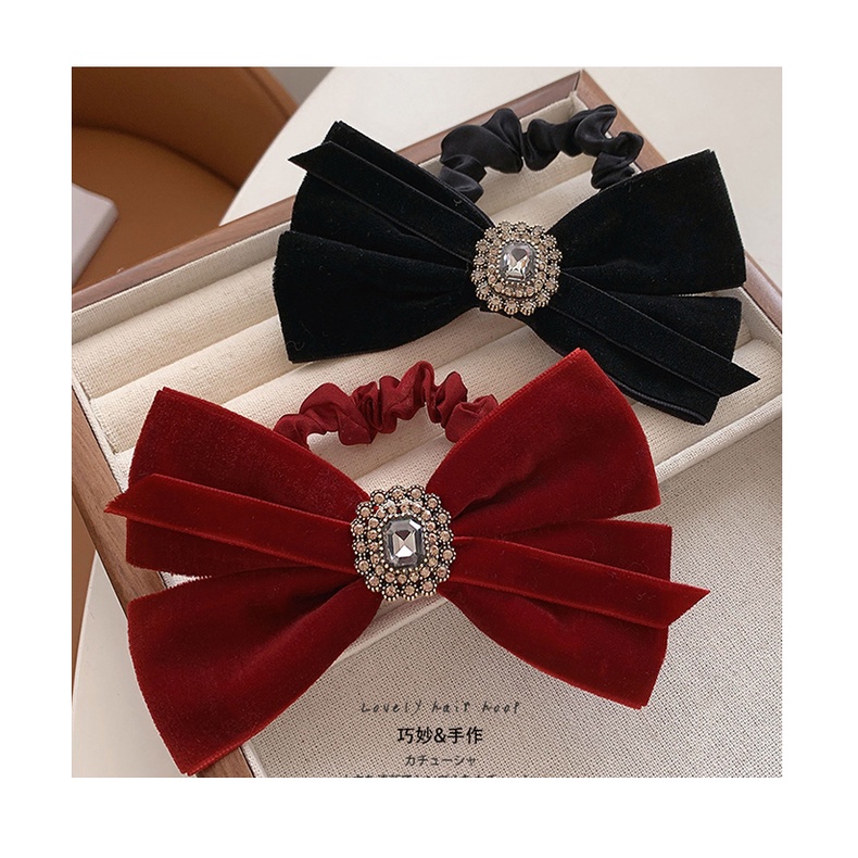 Dây Buộc Tóc Cao Su Satin Thắt Nơ Ruy Băng Cổ Điển Cao Cấp Cho Nữ