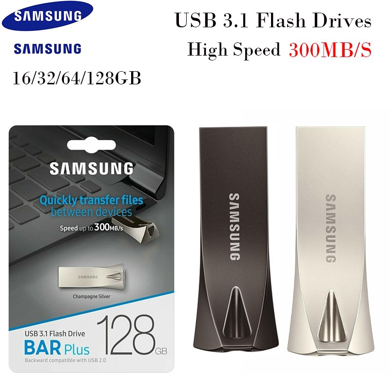 Samsung USB 3.1 Ổ đĩa flash BAR Plus Traveler Stick Pen Memory 16 / 32GB 64GB 128GB Máy tính 256GB 1TB 2TB