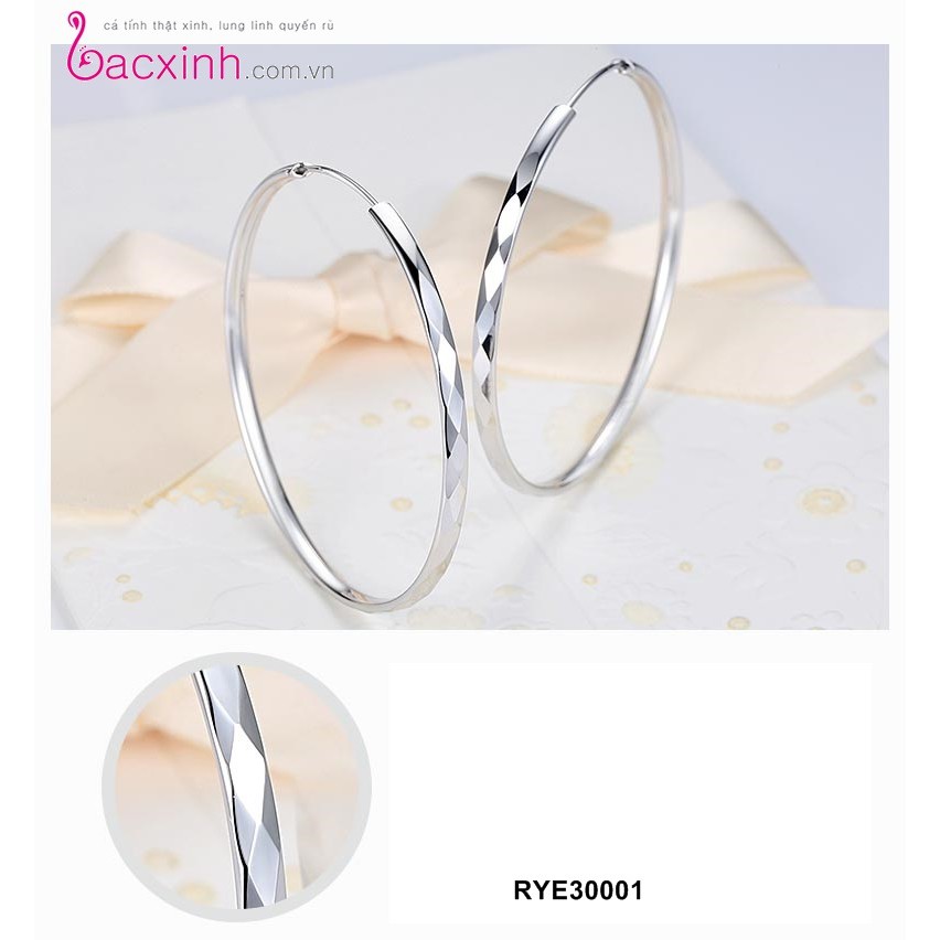 Bông tai bạc Ý 925 Bạc xinh Huệ Ngân - Bông vòng tròn to RYE30001