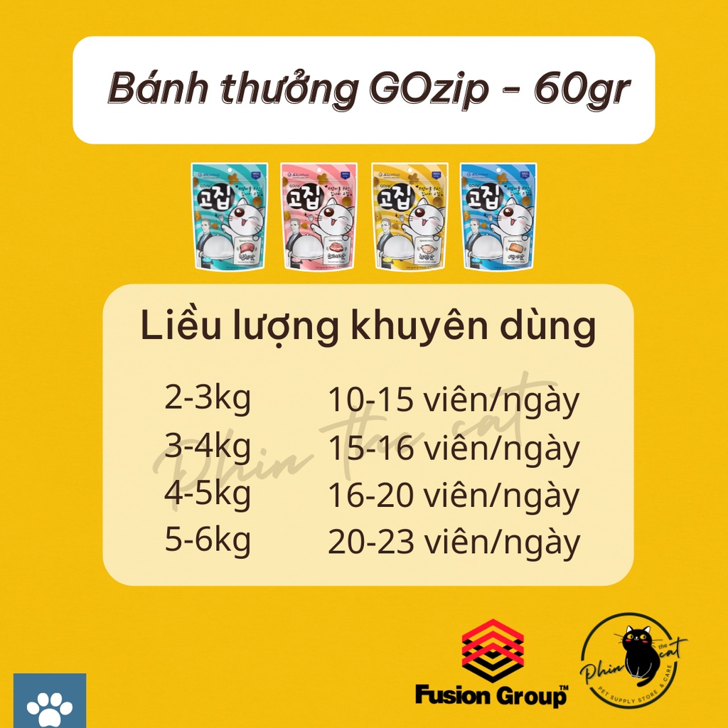 [XẢ KHO - DATE 04/2022] Bánh thưởng dinh dưỡng cho mèo GOzip - 60gr - Nhập khẩu Hàn Quốc | phinthecat