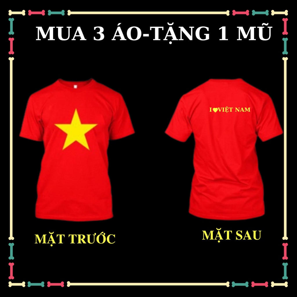 Áo thun cờ đỏ sao vàng nam nữ có size trẻ em, áo thun cổ động thun lạnh, mịn, size áo từ 10kg đến 90kg
